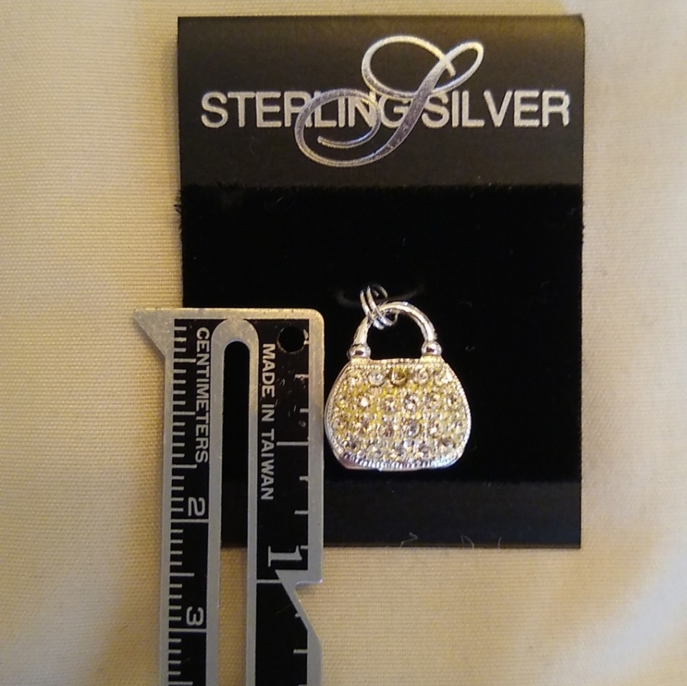 STERLING SILVER Vintage Charms with Crystals Set of 2 - Picture 8 of 10
